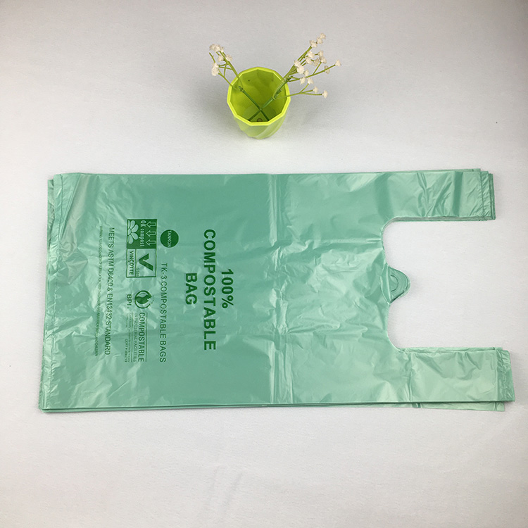 玉米淀粉可降解背心袋 外卖打包早餐打包 超市购物袋
