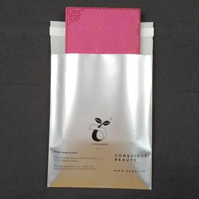 全生物降解破坏性胶条自粘袋 满版印刷细银 化妆品包装袋